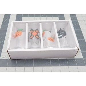 Gibson Home Halloween Shot Glass Set Of 4 Pumpkin 2 OZ Orange Black